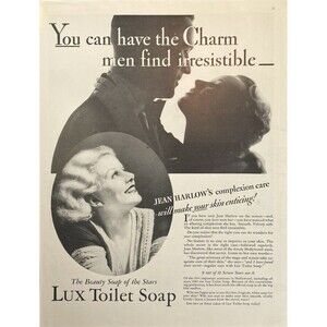 LUX Toilet Soap "Jean Harlow: Will Make Your Skin Enticing!" Vtg Print Ad 1933